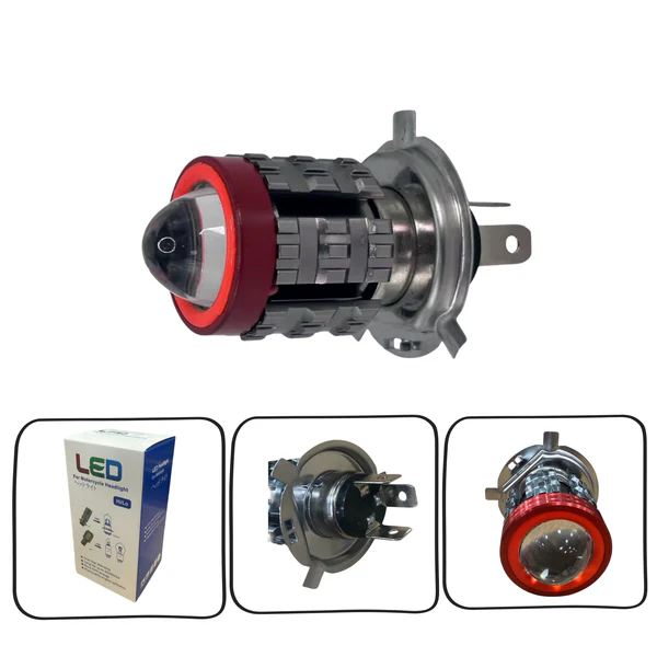 Foco led H4 con aro rojo JR-MTSD-92502