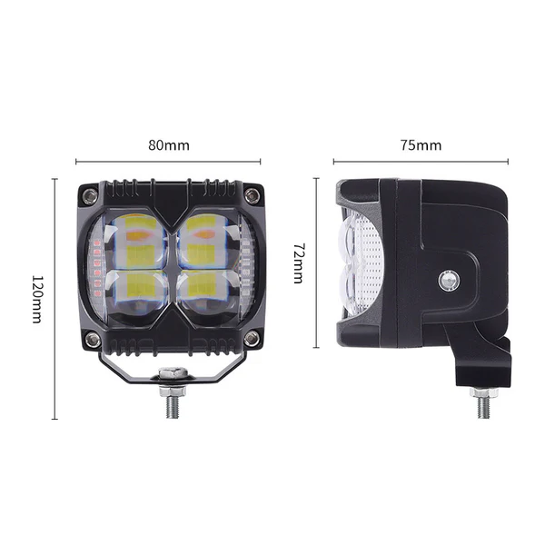 Barra led cuadrada bicolor 4 lupas con laterales HW-GZD-359