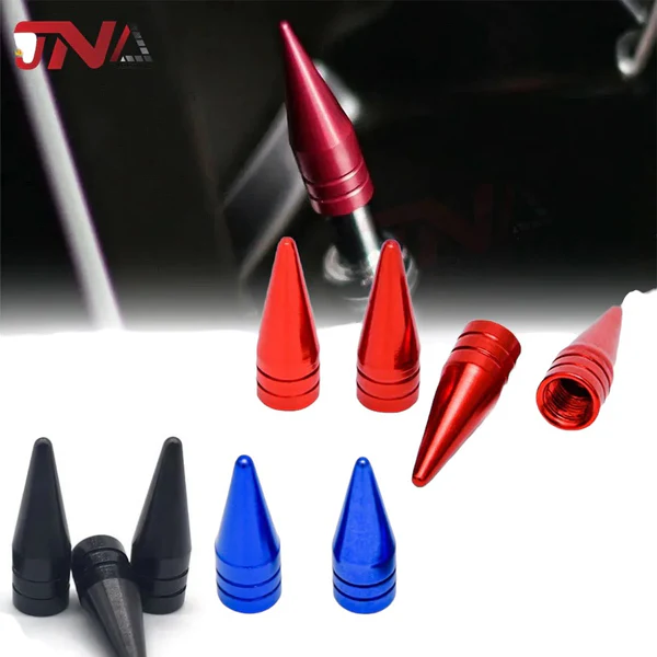 Tapa valvula metalica de punta pequeña CY-4449  NEGRO Y ROJO